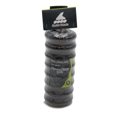 Rollerblade Inline Skate wheel set 76mm/80A incl. SG5 bearings, 6mm Spacer (8er Set)